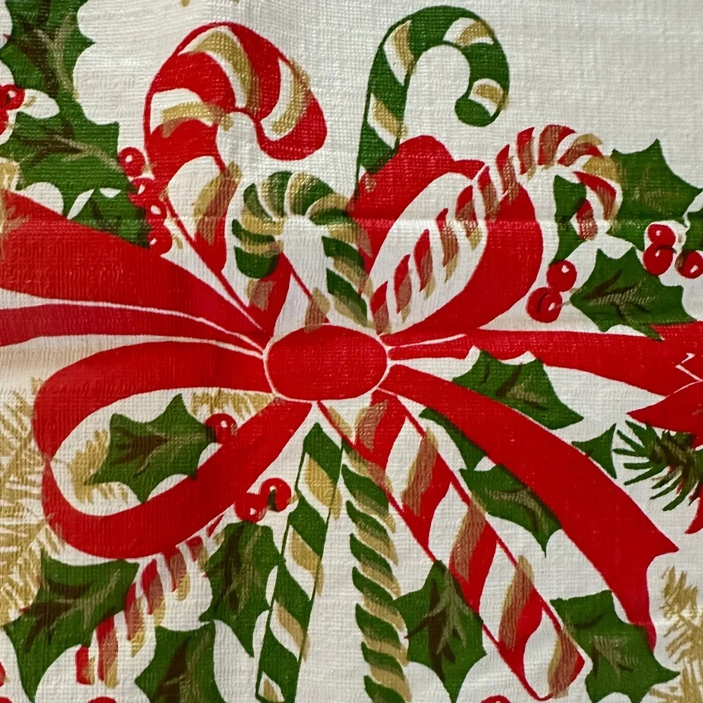 Vintage Festive Holiday Plastic Tablecloth Winter Design